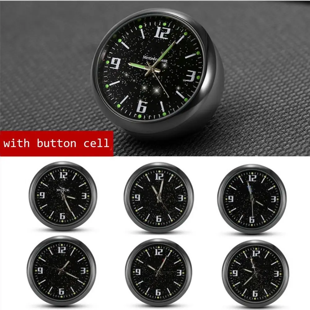 Mental Car Clock Mini 40mm Dashboard Clock Electronic Watch Night Light Double Side Tape Quartz Clock Bicycle