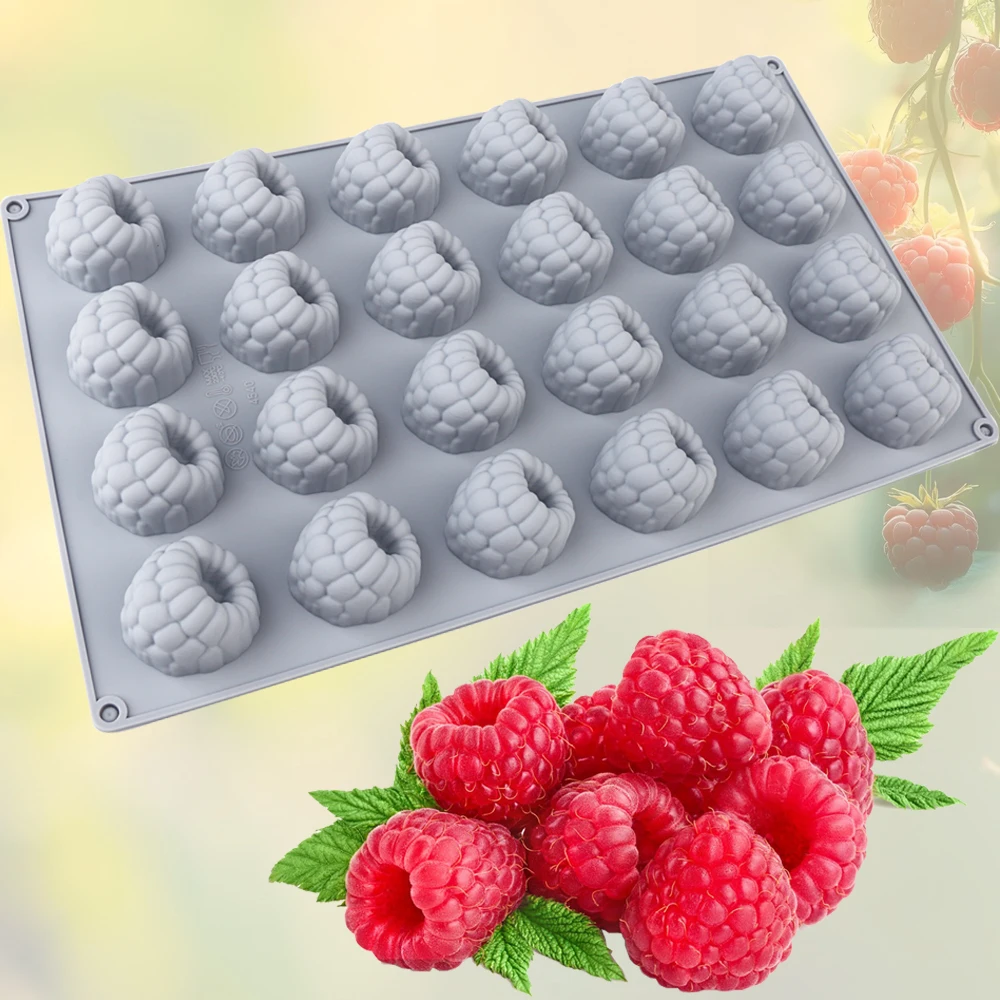 1 Small Raspberry Mousse Candy Mold Cake Mold Decoration Silicone Mold Baking 3D Raspberry Pudding Baking Mold Dessert Chocolate Mold Fruit Cake Decoration Tool Baking Mold