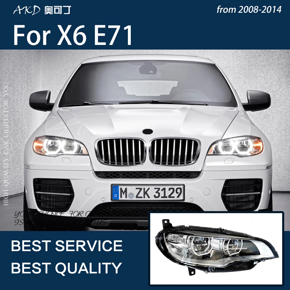 BMW X6 E71 2008-2014 LED 자동차 전조등 어셈블리 업그레이드, 하이 구성, 동적 신호 램프 도구 액세서리