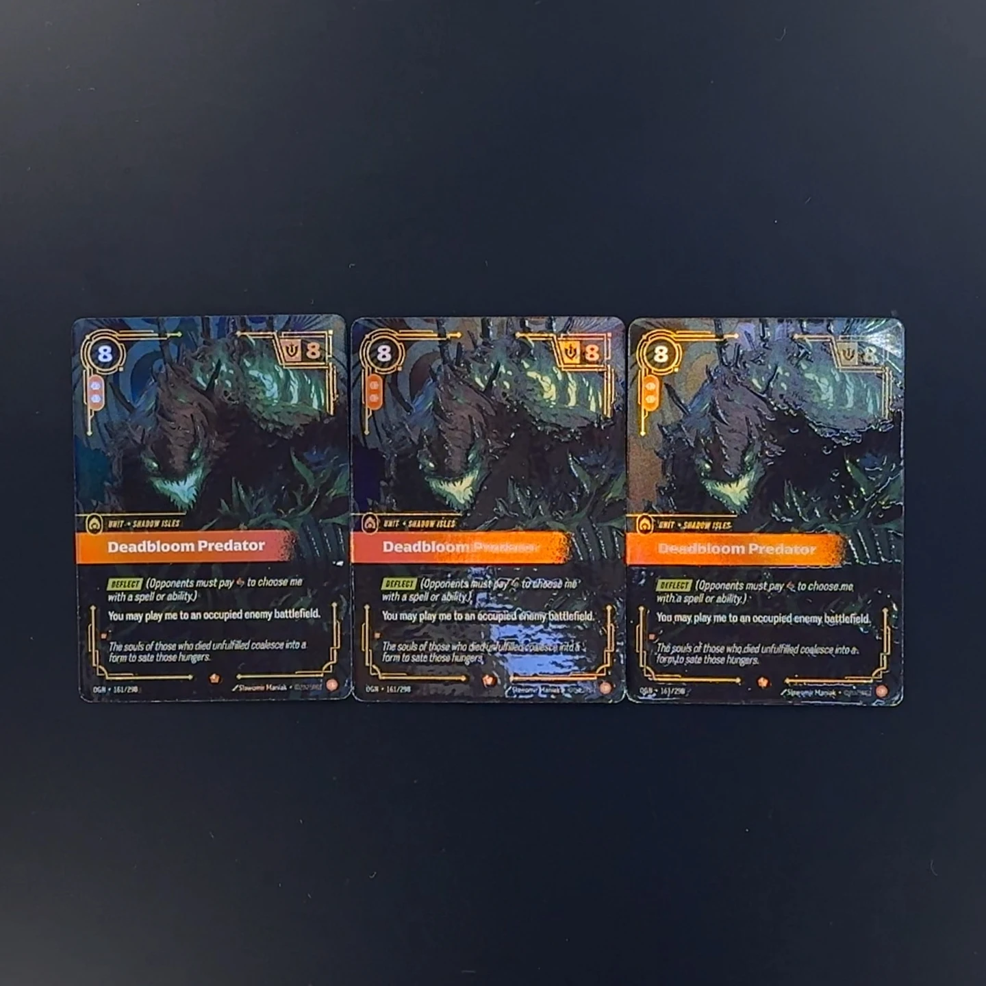 

Коллекционная карта League of Legends Riftbound OGN-161 Deadbloom Predator с текстурной фольгой, аниме-карточка