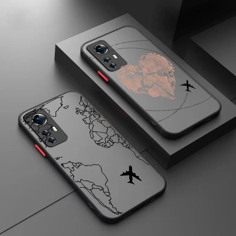 Planes World Map Travel Phone Case For Xiaomi Mi 11 Lite 5G 14 13T 13 12T 12 12X Poco F5 X5 X3 Pro F3 Hard Shockproof Back Cover