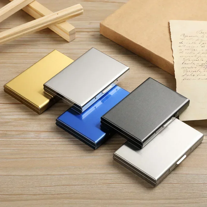 Custom Logo Stainless Steel Cardcase Demagnetization Laser Personalize Company Name Metal Business Card Case Box Holder Gift