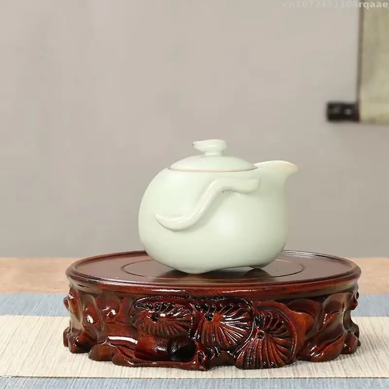 Woodcarved Base Display Stand for Wine Tea Set Vase Flower Pot Bonsai Plant - Wooden Pedestal 6.5-20cm Diameter Decorative Shelf