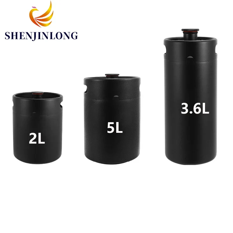 

2L/3.6L/5L Mini Beer Barrel, Matte Black Home Brewery Growler Kegs Brewing Craft Beer Equipment Portable Home Camping Picnic