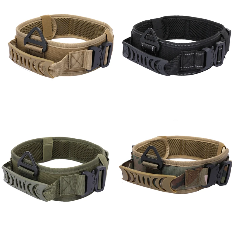 Verstellbares taktisches Hundehalsband aus Metall mit doppelter Schnalle, luxuriöses Designer-Trainingshalsband für mittelgroße und große Hunde – Detail 17