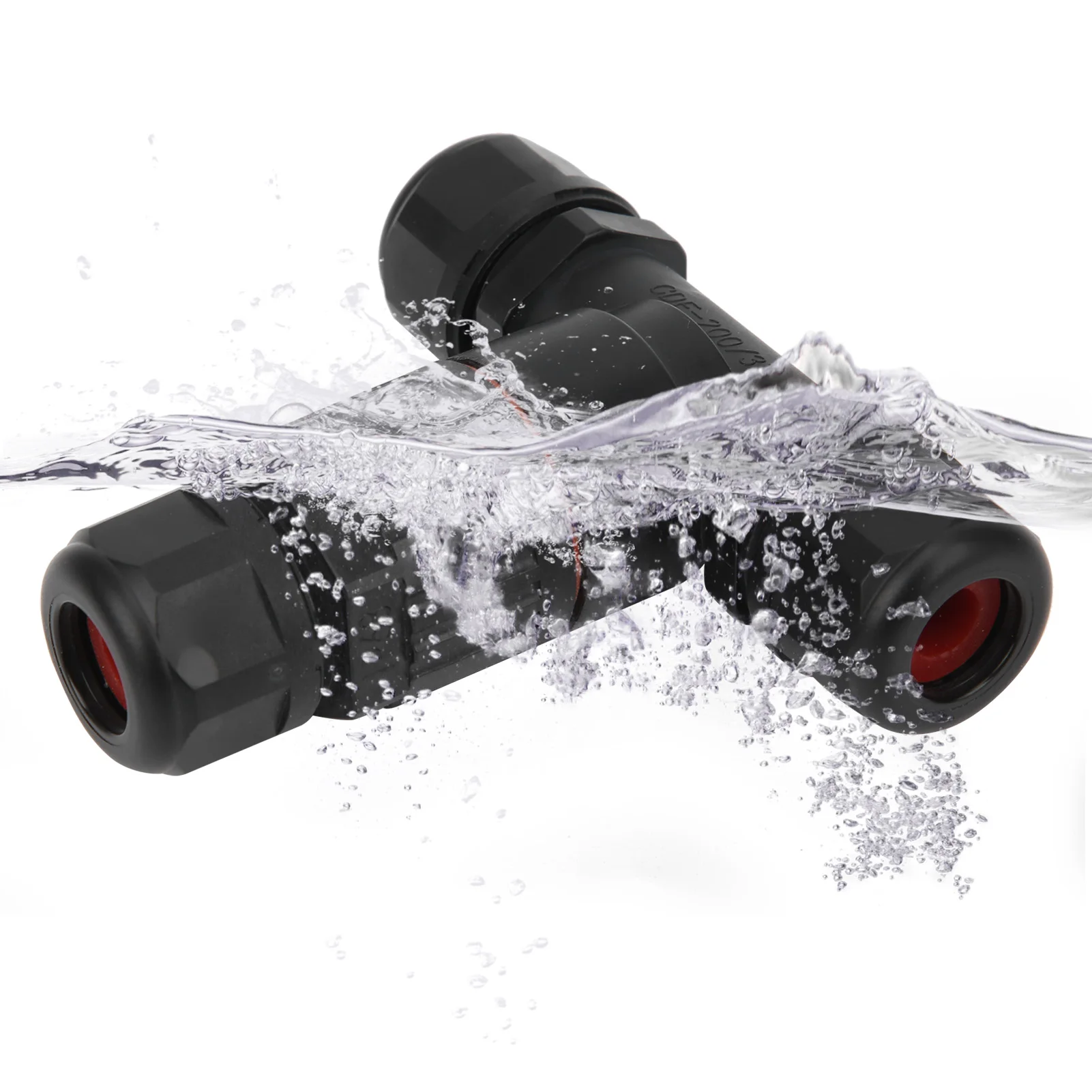 IP68 Waterproof Connector Electrical Cable 3 Way T Shape Outdoor Industrial Accessories T Shape Waterproof Connector