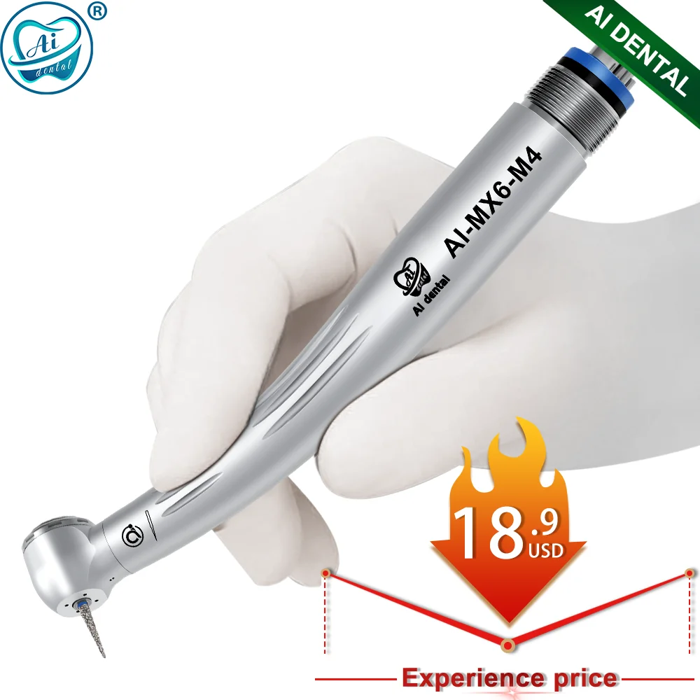 

AI-MX6 AI Dental High Speed Turbine Hand Piece LED E-generator Standard Head Quattro Water Spray Dentist Gift