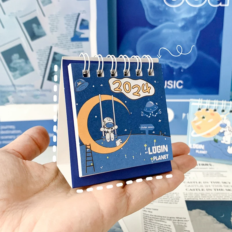 تقويم مكتبي صغير للبنات ، رسوم متحركة لطيفة ، أنيمي ، السنة الجديدة ، محمول ، إبداعي ، شهري ، ديكور مكتبي ، 1 قطعة ، 2024