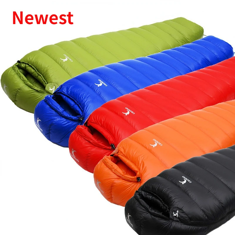 

CADENO Newest Winter Autumn Ultra Light Mummies Ultra Light Down Sleeping Bag Outdoor Travel Camping Nylon White Duck Down