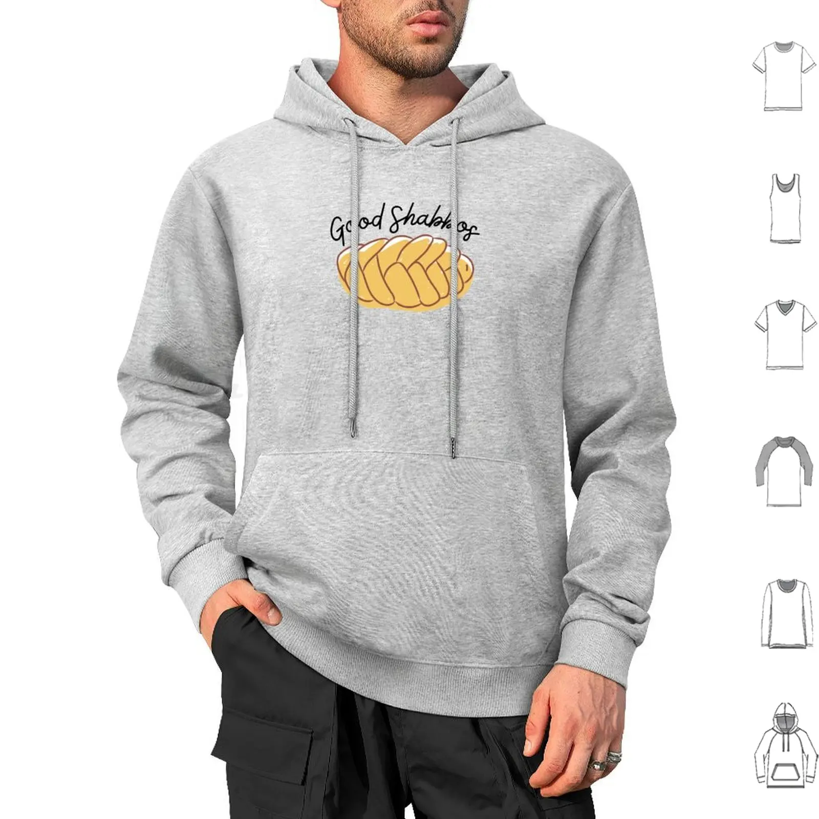 Good Shabbos Challah Sudadera con capucha de algodón de manga larga Cultura judía judía Yehudim Shabbos Challah Religion Cursive