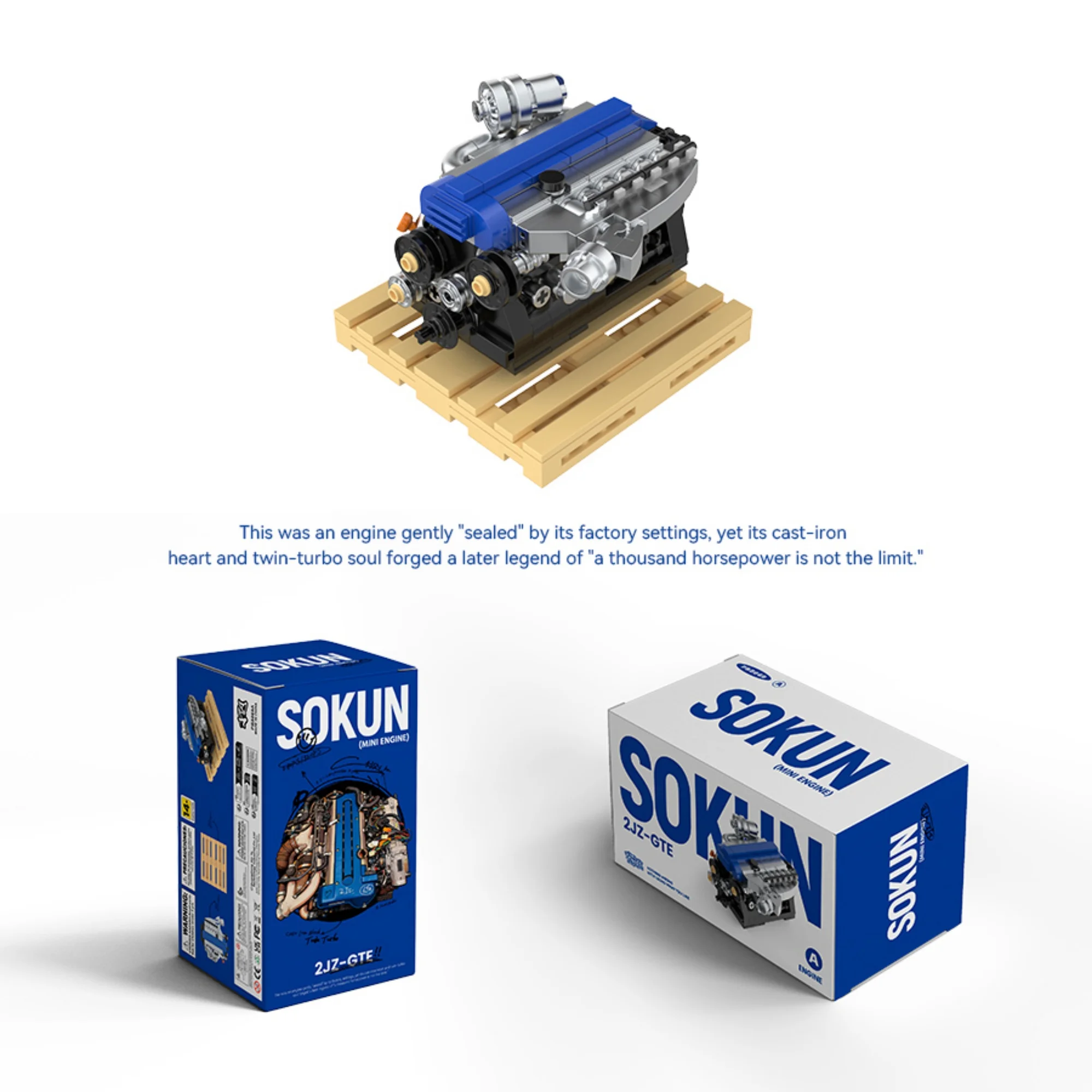 248-teiliger 2JZ-GTE Mini-Motor Baustein-Set PB8869A Technischer Supersportwagen SOKUN Fahrzeugmotor-Ornament Bausteine Spielzeug für Erwachsene Geschenke