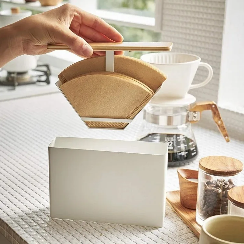Hand Brewed Coffee Matching Equipment Filter Paper Box, Dustproof Metal Filter Paper Storage Rack