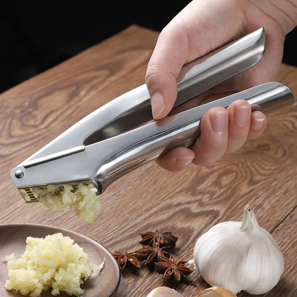 Stainless Steel Garlic Press Crusher Squeezer Chopper Curved Garlic Grinding Slicer Mincer Fruit Vegetable Tools Kitchen Gadgets