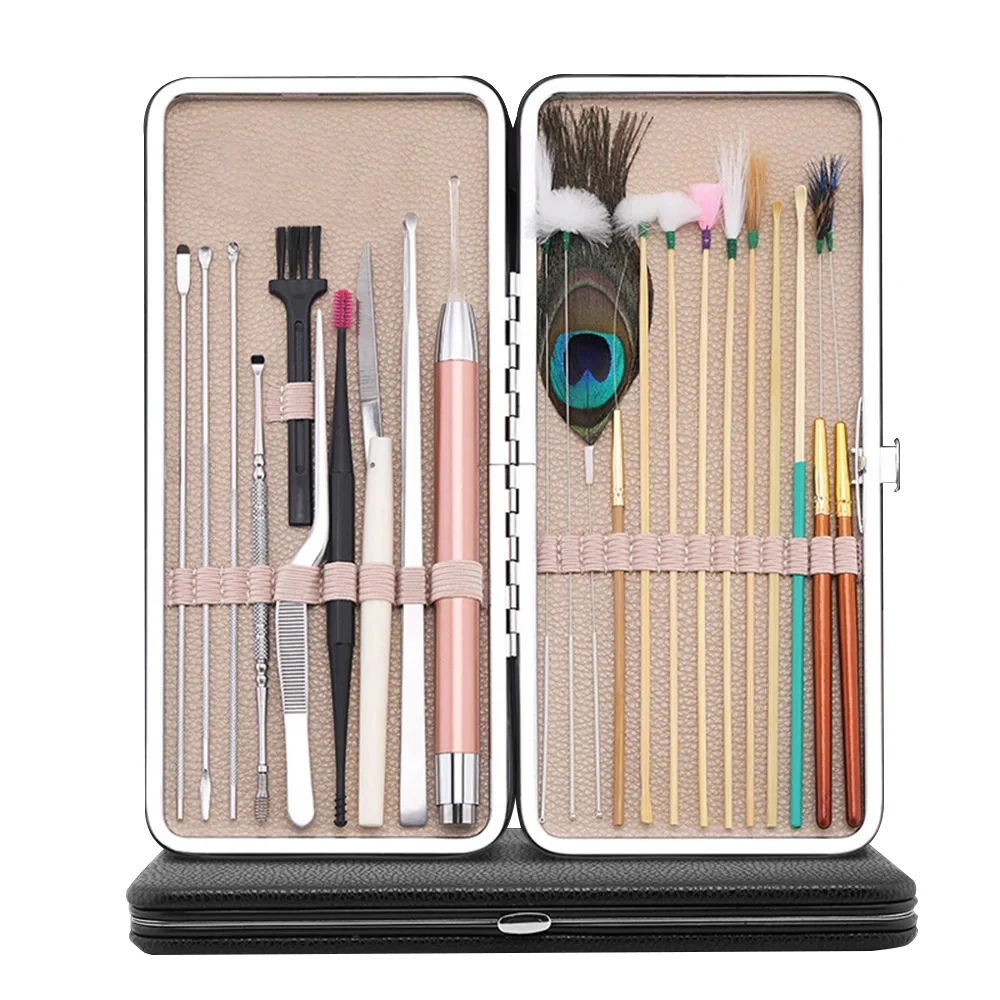 

23PCS Ear Wax Removal Forceps Flashlight Tool Ear Pick Set Earwax Remover Spoon Ear Canal Cleaning Care Tools with LED Light D2