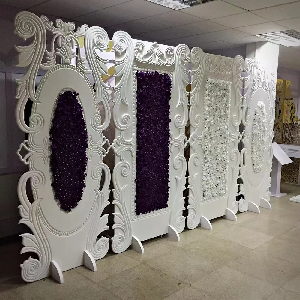 Hot Products Wholesale PVC White High-end Simple Design Event Wedding Party Birthday Decorations Floral Background Wall