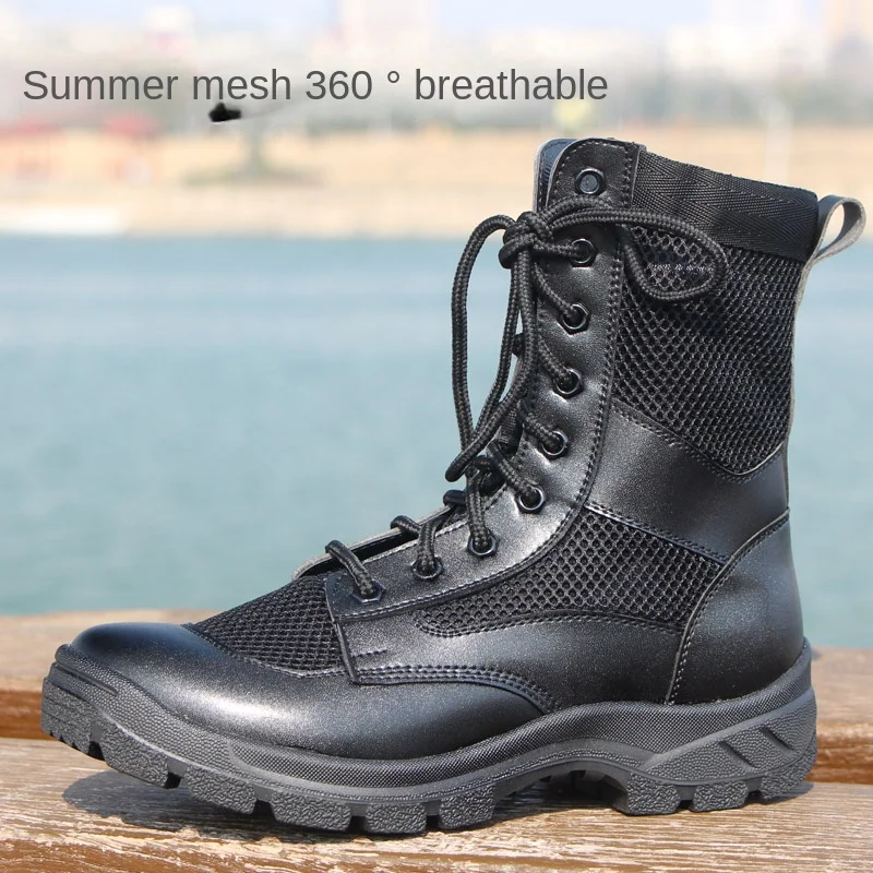 Summer Combat Boot Men Women Climbing Training Lightweight Waterproof Tactical Boots Outdoor Hiking Breathable Mesh Army Shoes