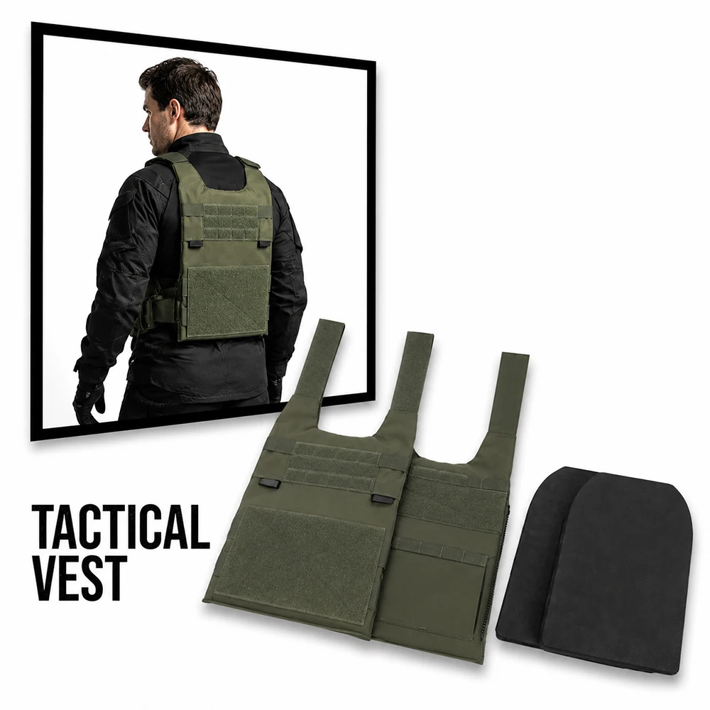 Modular Tactical Vest with Insert Plate MOLLE System Outdoor Body Protection Accessories for Combat Airsoft Hunting Training