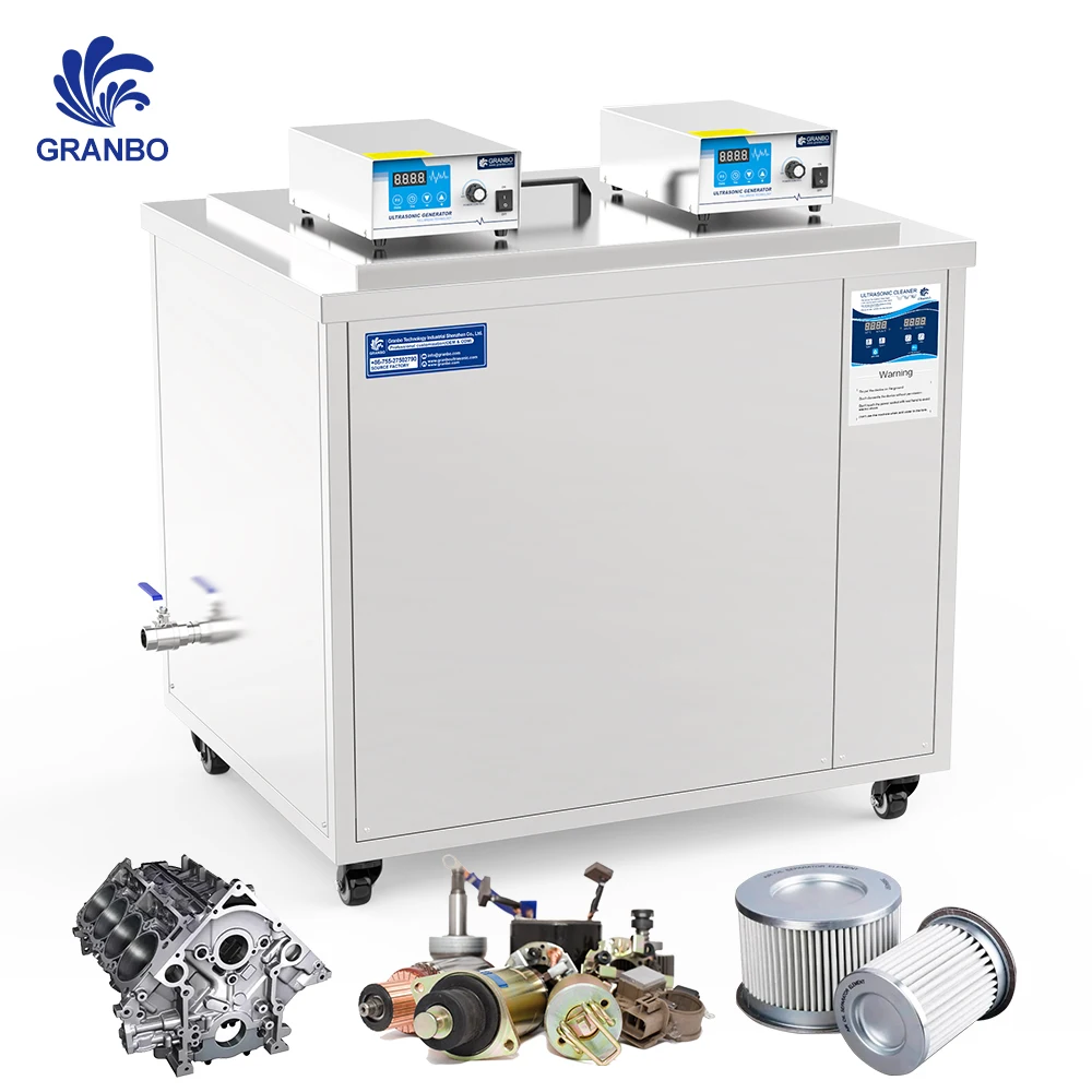 Granbosonic 264L 3000W Industrial Ultrasonic Cleaning Machine for Engine Parts Bearings Machined Components