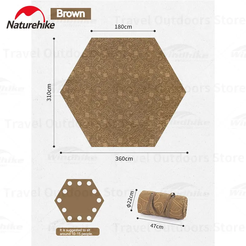 

Naturehike Outdoor Picnic Mat 210D Oxford 10-15 Person Oversized Damp Proof Mat Camping Equipment Portable Hexagonal Tent Mat