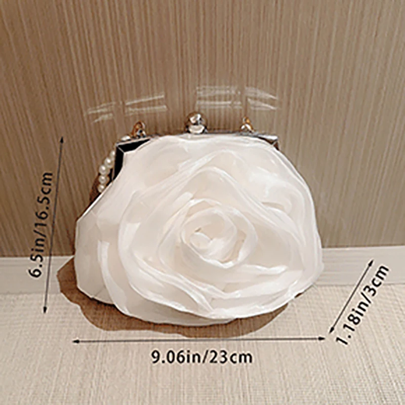 Women Pearl Chain Single Shoulder Bags Ladies Luxury White Flower Clutch Bag Pursh Female Evening Party Wedding Handbags XA884H