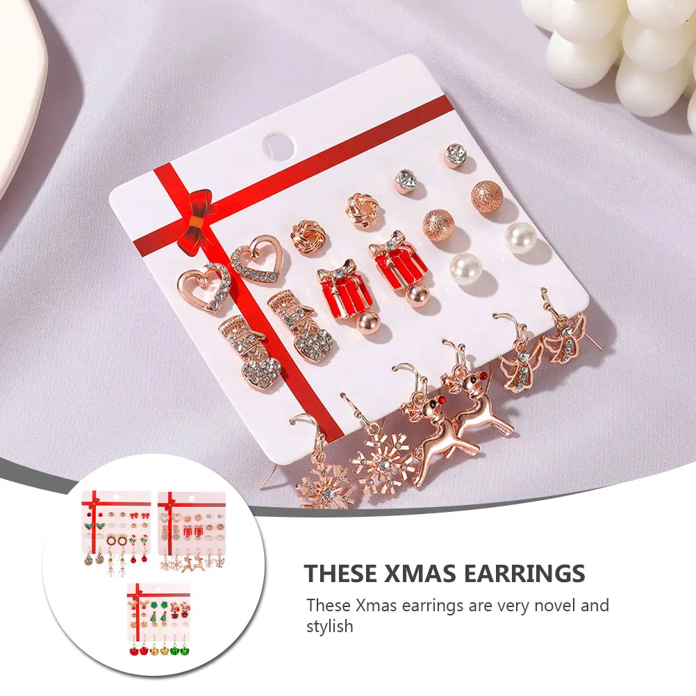 

27 Pairs Christmas Earrings Set Studs Dangle Women's Jewelry for Card Installed