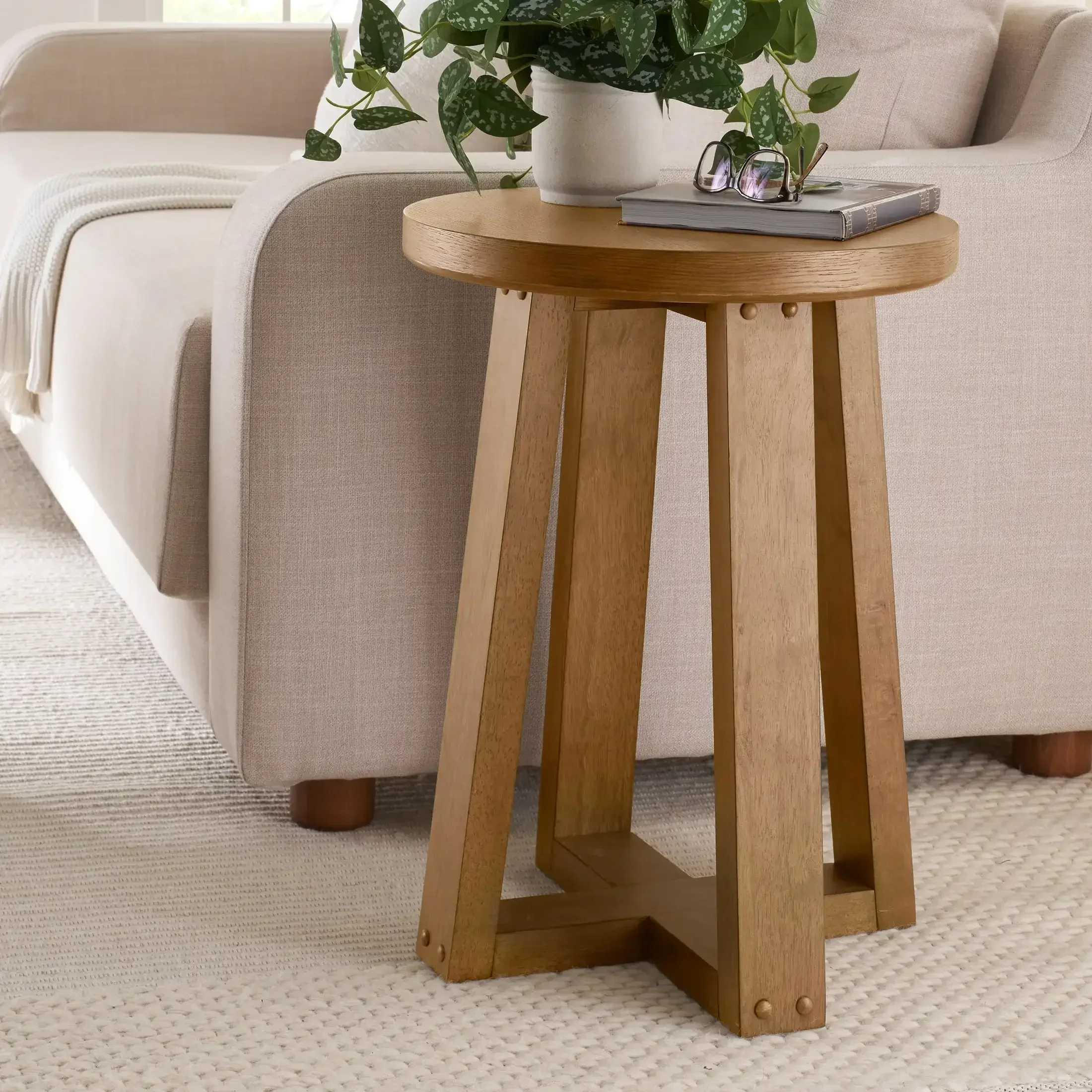

Ezra End Table, Light Honey Finish