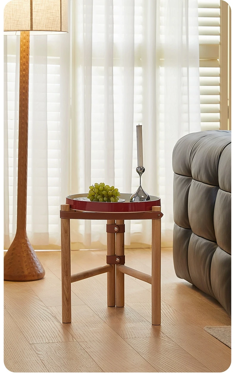 Vintage Couchtisch, Wohnzimmer-Sofa-Beistelltisch, Keramiktablett, Teetisch aus massivem Holz, kreativer Aufbewahrungsschreibtisch, nordische Möbel – Detail 3