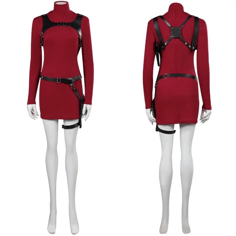Ada wong cosplay perucas feminino traje jogo residente 4 wherein fantasia roupa halloween carnaval festa pano para disfarce feminino m