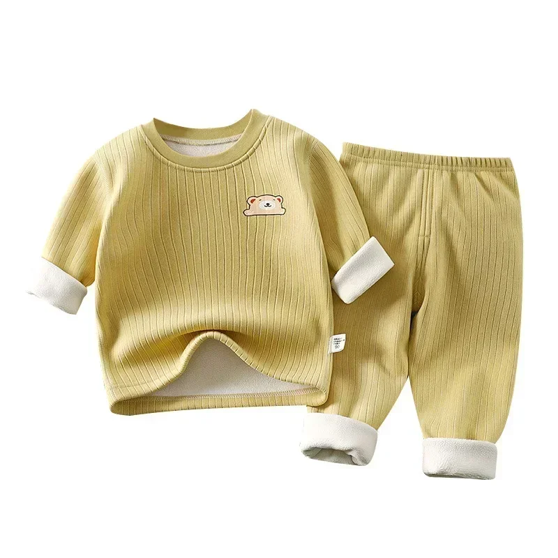 Children Winter Thermal Underwear Elastic Warm Seamless Boys Girls Clothing Set Skin-friendly Soft Comfortable Kids Long Johns