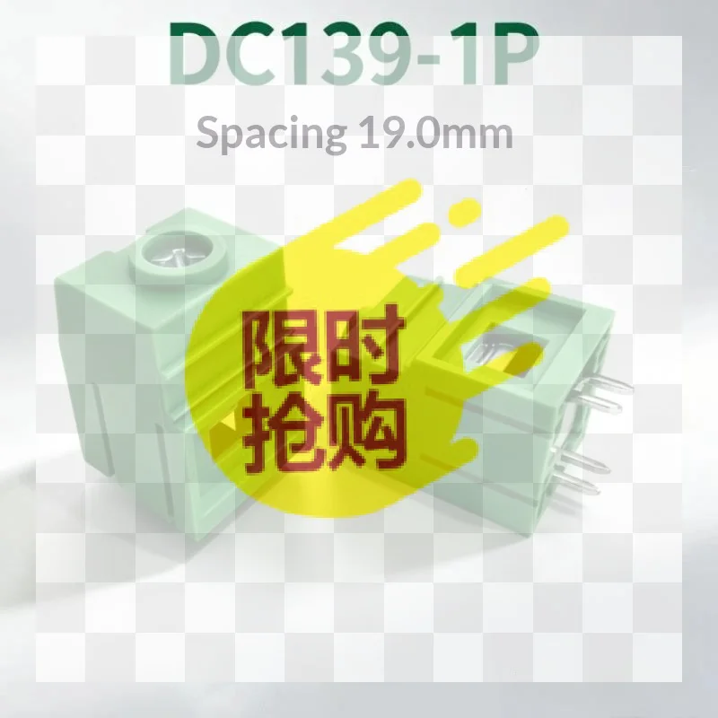 【BA】DC139 1P 19mm‑Pitch Green PCB Screw Terminal Block, Insulated CCC SGS CE For Industrial Wiring