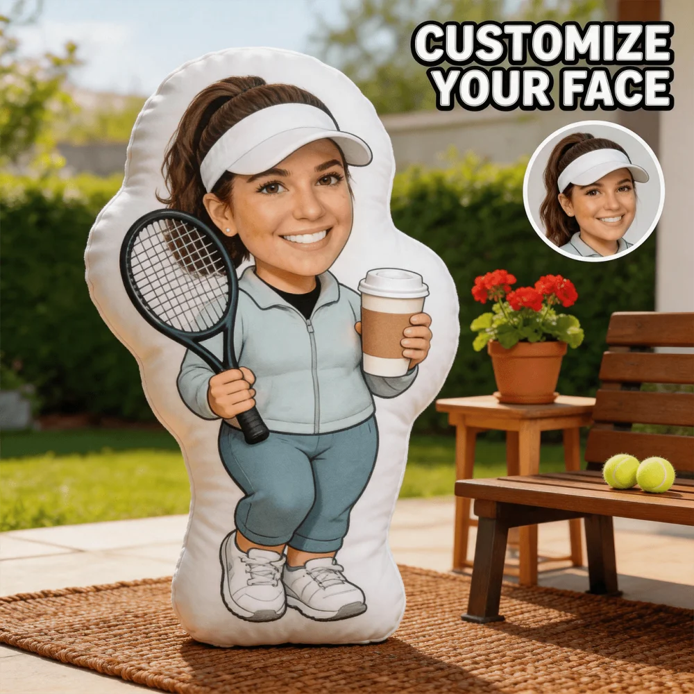 1Pc Personalized Custom Photo Tennis Player Theme Throw Pillow, Double-Sided Printed Design,Soft Plush Cushion with Insert