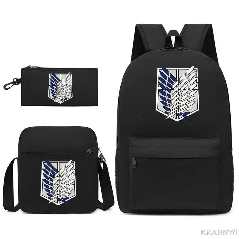 Attack on Titan Anime School Bag for Girls Boys Children Back To School Backpack Shoulder Bag Pencil Case Set Students Schoolbag