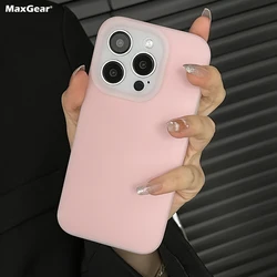 Luxury Jelly Frosted Camera Protection Case For iPhone 15 14 13 12 Pro Max 11 Silky Candy Inner Velvet Shockproof Bumper Cover