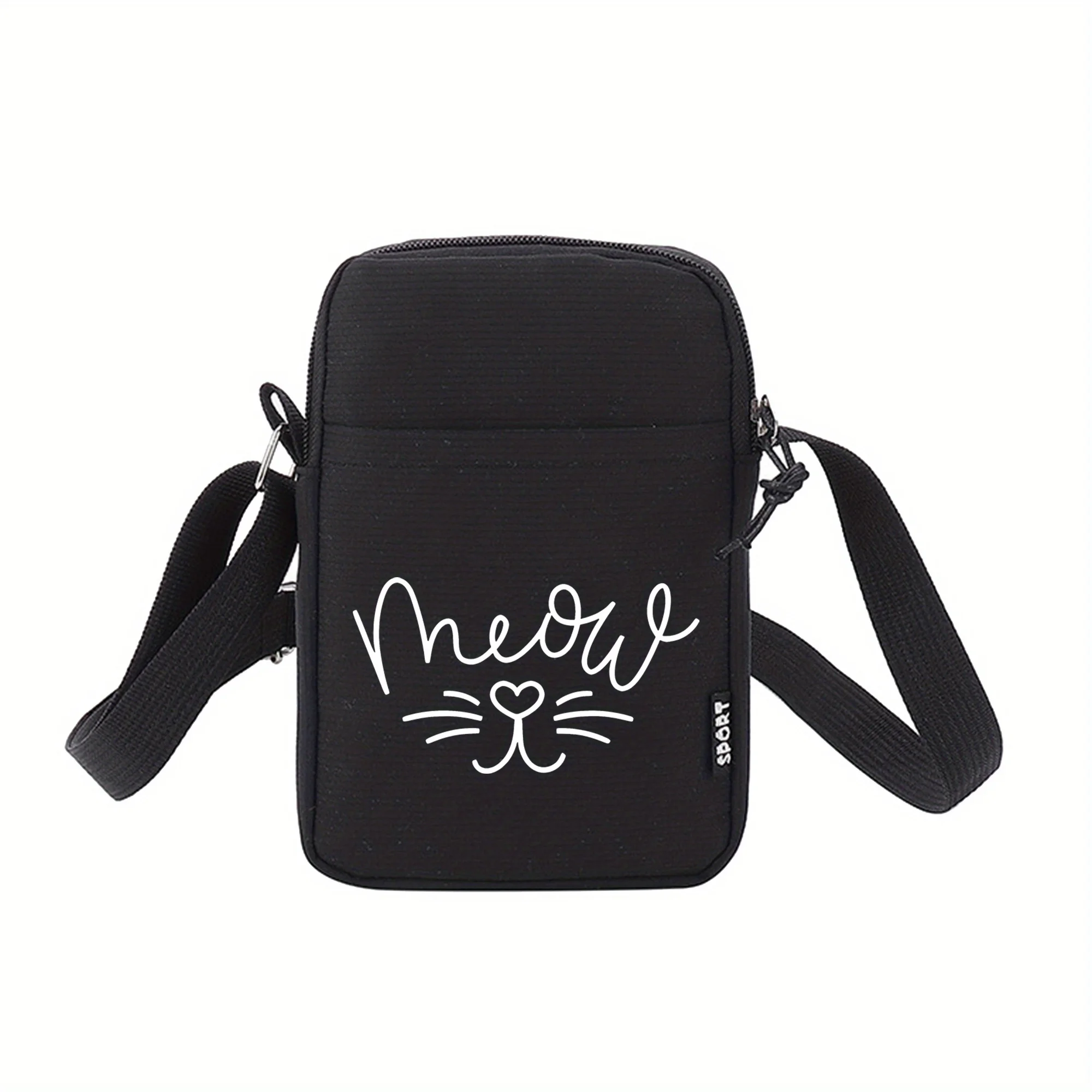 Сумка для мобильного телефона с милым котом, повседневная нейлоновая сумка на молнии на плечо