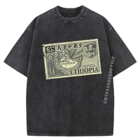 Old Ethiopian Emperor Haile Stamp Selassie Art Of Juda Graphic Tees Classic Washed Vintage Anime T Shirts Vegan