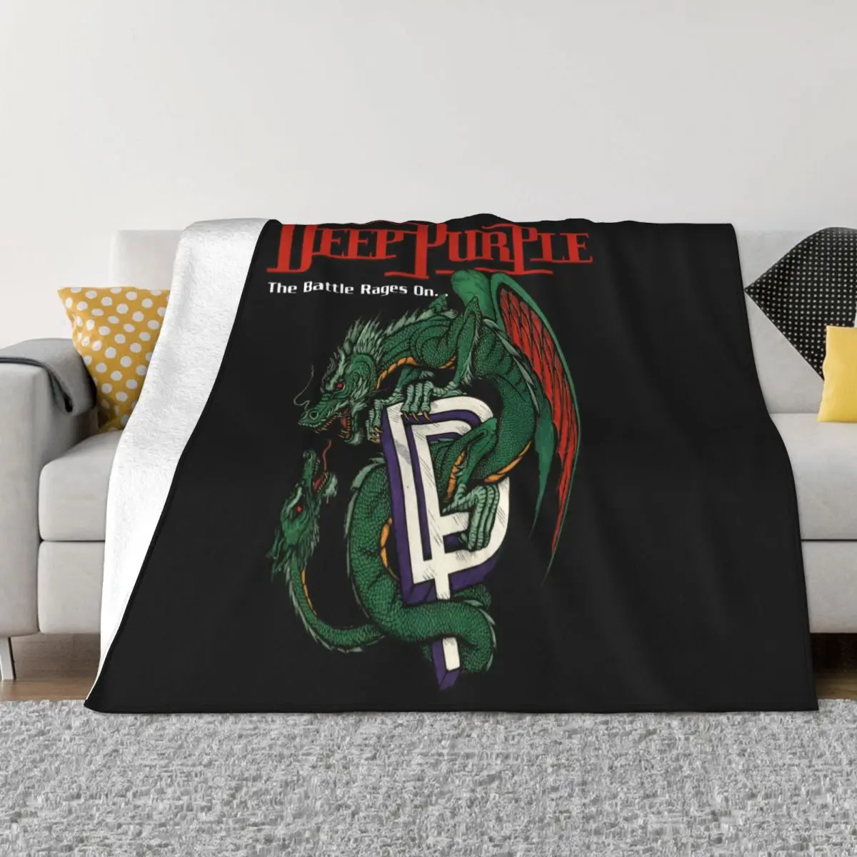 New Deep Purple Classic Rock Band Legend Logo Mens Black Size S To 3Xl Retro Throw Blanket