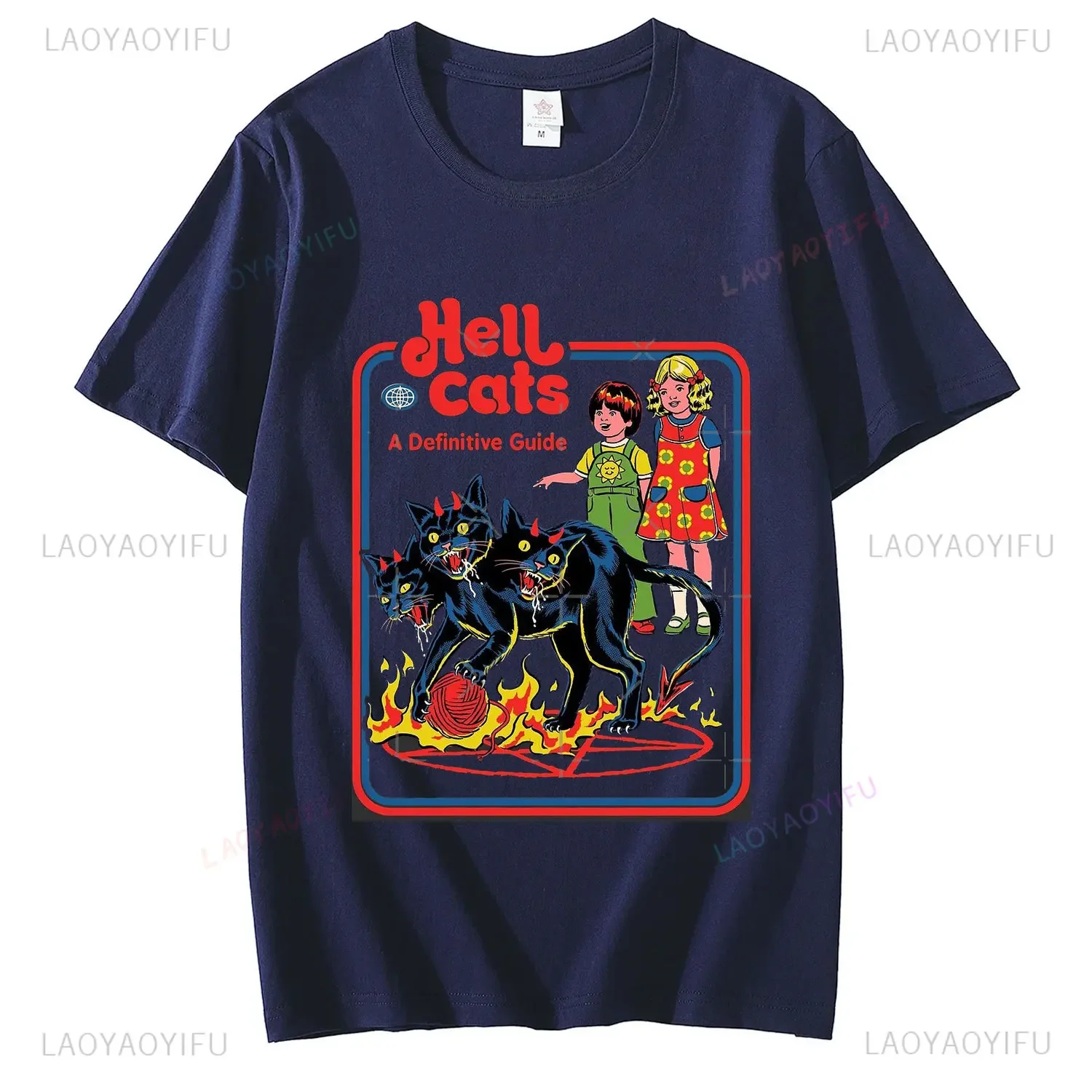 Hell Cats Satan Horror cotton TShirt Men Demon Death Scary Devil Graphic Top Satanism Alien Reaper Satanist Tee Unisex Camisetas