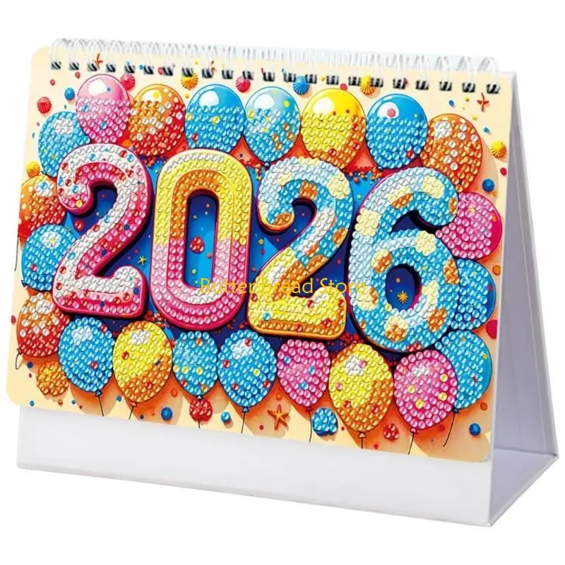 W89C 2026 Artistic Resin Calendar Work Space Decors Essential Glittering Date Display