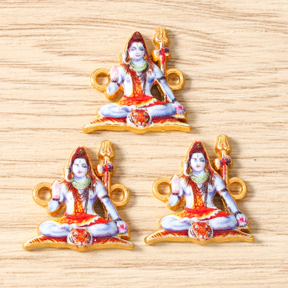 Tusember 20 Stück Emaille-Öltropfen-Anhänger mit Hinduismus-Motiven: Ganesha, Göttin, Kashi, Vishnu für Ohrringe, Halsketten, Schmuckherstellung, DIY-Zubehör – Detail 13