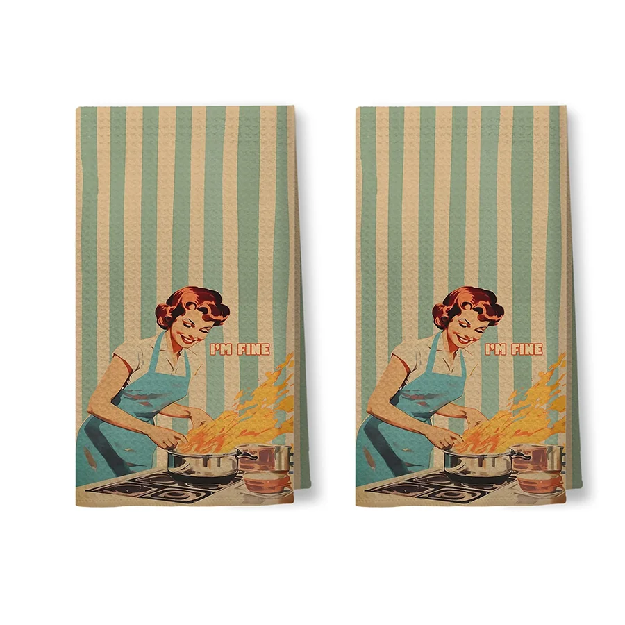 Kitchen Baking Necessities - 2 Buah, Handuk Dapur Bergaris Hijau