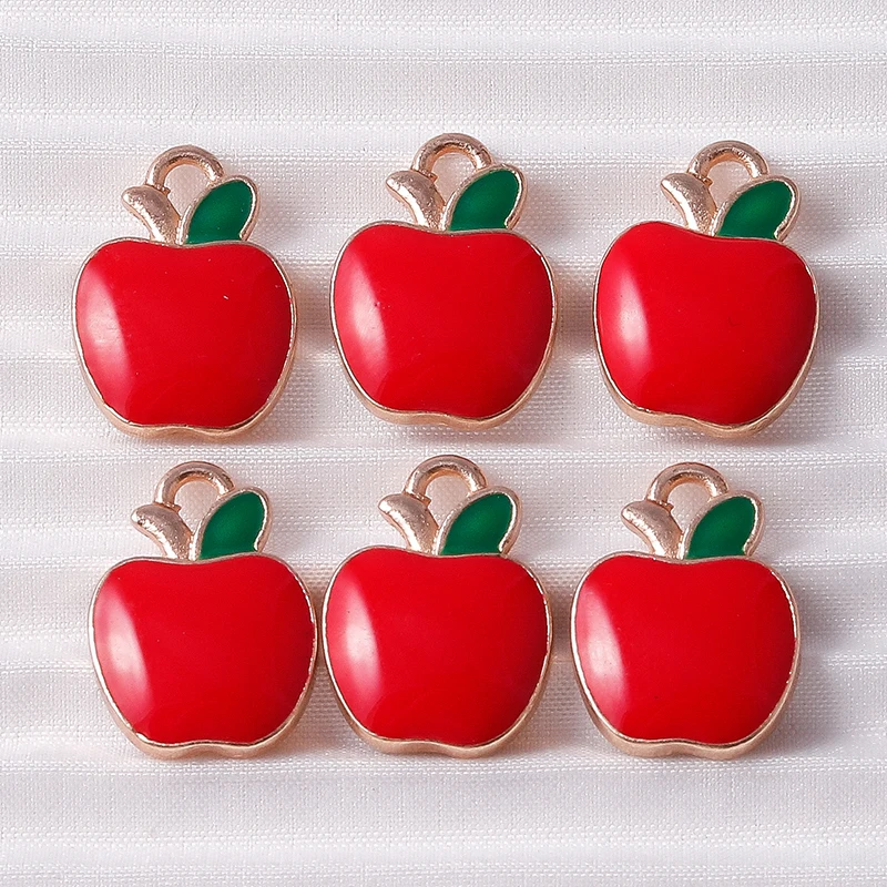 10 teile/los Mix Nette Emaille Obst Apfel Kirsche Ananas Traube Charms für Schmuck Machen Frauen Ohrringe Anhänger Halsketten Geschenke – Detail 23