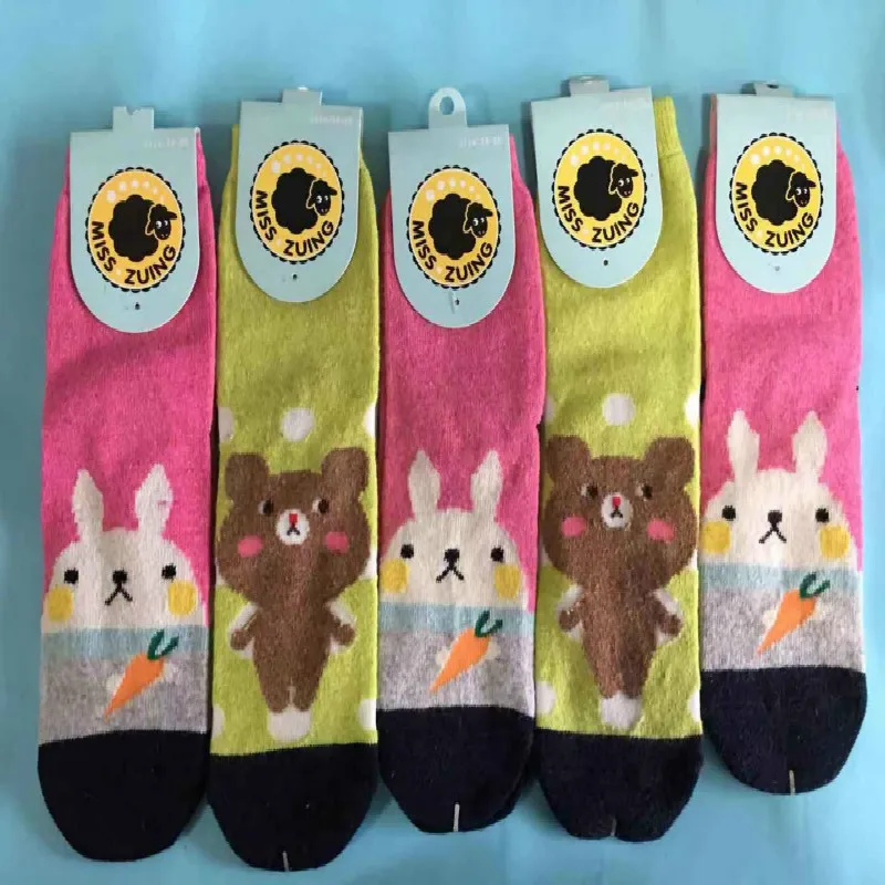 Women Kawaii Bear Socks Ladies Wool Straight Sleeping Fleece Home House Slippers Cute Soft Socks Female 5pair/lot