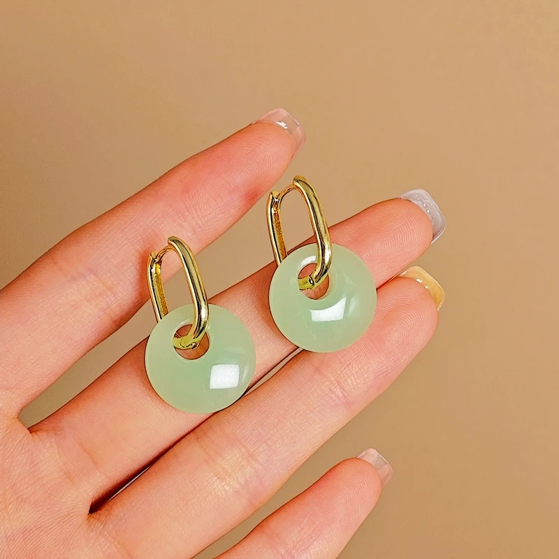 العرقية نمط السلامة مشبك الزجاج كريستال أقراط للنساء شقة مستديرة على شكل حرف U أقراط مجوهرات الزفاف هدية عيد الميلاد