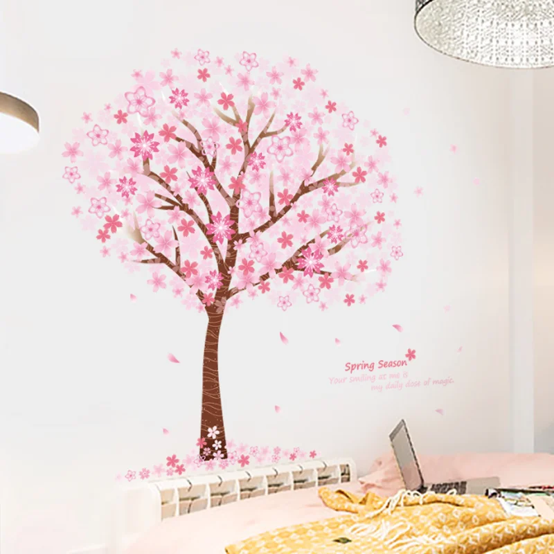 60*90cm Romantic Cherry Tree Stickers DIY Glass Wall Stickers Bedroom Decoration Stickers Self-adhesive Wallpaper Stationery