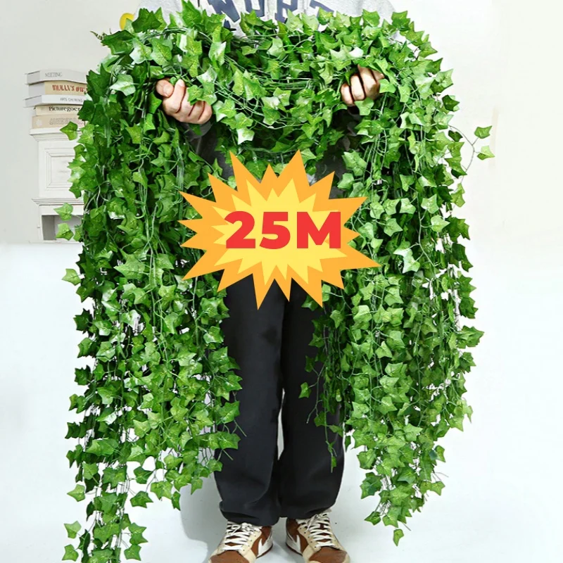 

2.1M/10.5M/25M Artificial Green Ivy Vine Lush Leafy Plants Ideal for Garden Wedding Party Wall Decors Realistic Hanging Rattan