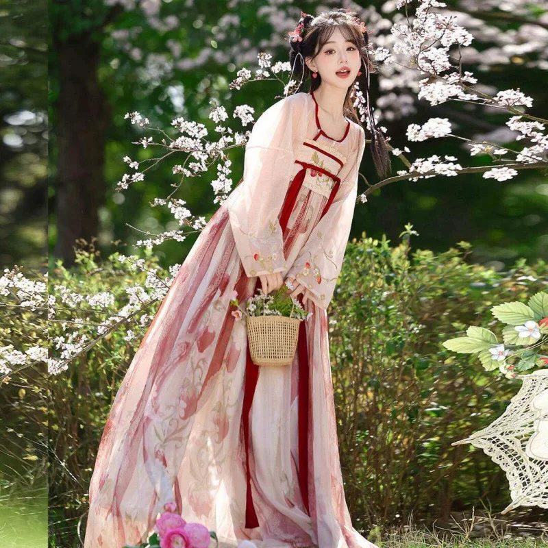 Embroidered Chest-length Underskirt Hanfu Prom Dress Traditional Chinese Clothing Cosplay Modern Red Hanfu Original Spring Autum