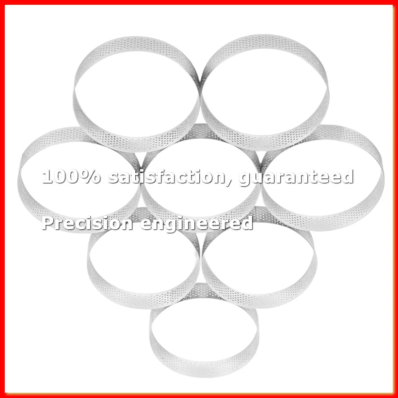 8Pcs Stainless Steel Tart Ring, Heat- Perforated Cake Mousse Ring Round Double Rolled Tart Ring Metal Mold 10cm-A79M