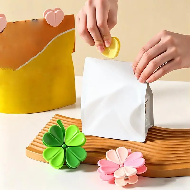 Four-leaf Clover Food Bag Clips Set  Magnetic Fridge Sealing Clips Kitchen Snack Fresh Organizer Solution