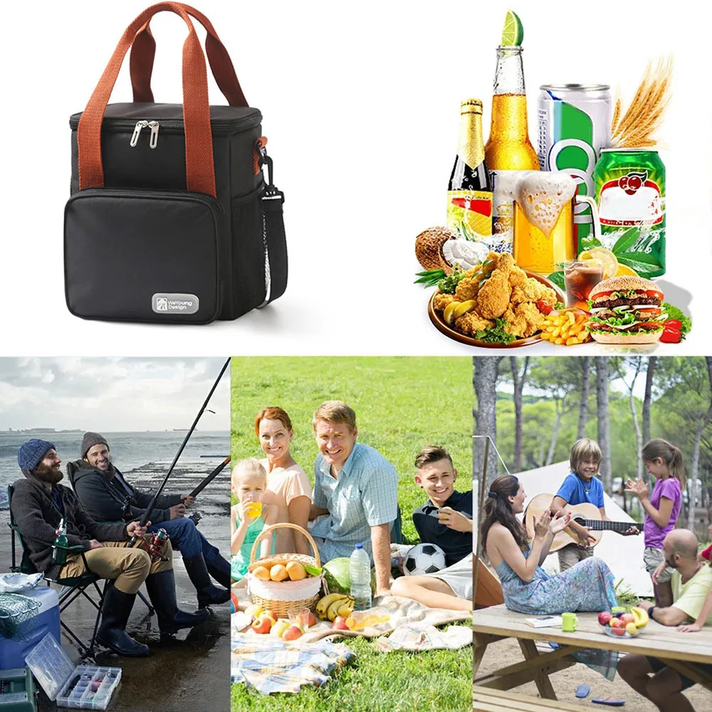 8L Picnic Bag Heat Preservation Refrigeration Lunch Box Cooler Bag for Camping BBQ Family School Work Outdoor Camping Travel