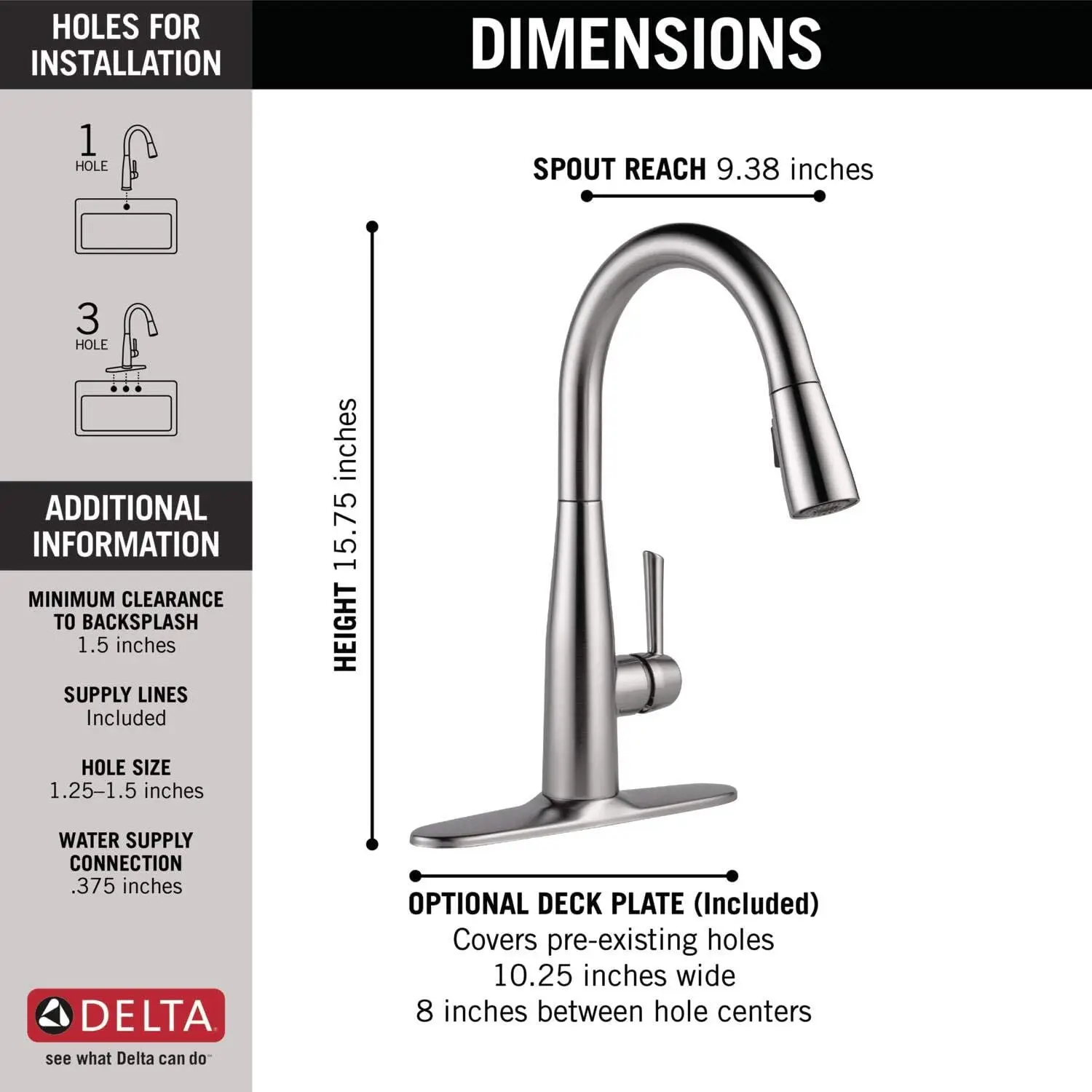 Essa Kitchen Faucet with Pull Down Sprayer, Kitchen Sink Faucet Brushed Nickel, Magnetic Docking Spray Head, Delta Kitchen